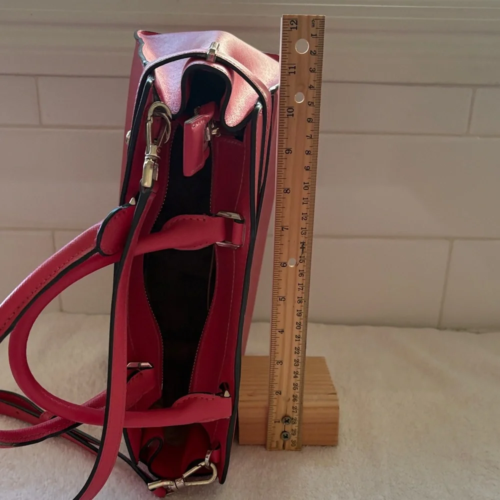 Kate Spade New York Staci Satchel Crossbody Bag Medium Size - Ruby Pink Leather
